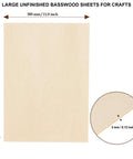 Front view of a 12 x 16 inch unfinished basswood sheet, 3 mm thick, for crafts.