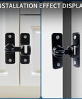 Heavy Duty 90 And 180 Degree Flip Barn Door Lock For Cabinets, Sliding Doors, Bathrooms, Thick Zinc Alloy Latch Black Finish
