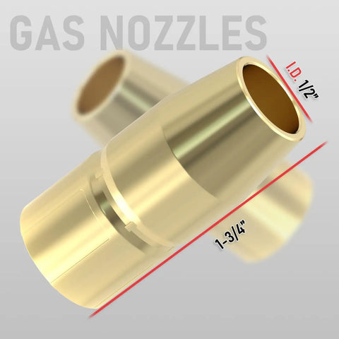 Close-up of gas nozzles from Top Tier Yeswelder Mig Welding Gun Accessory Kit with 1/2" I.D., suitable for Miller Millermatic M-10.