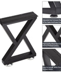 Beefy 16 Inch Metal Table Legs Set Of 2 In Black for DIY, showcases heavy-duty steel pipe with adjustable feet and pre-drilled holes.