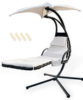 Replacement Cushion Cover for Outdoor Swing and Patio Chaise Hammock Chair With 4 Tail Beads, Umbrella Fabric, shown installed.