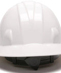 Front view of Full Brim Hard Hat With 4 Point Ratchet Suspension White 12 Pack Built Tough Durable HDPE Shell