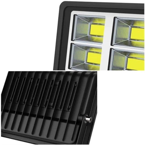 Close-up of a Led Floodlight with high brightness chips and aluminum body, showcasing waterproof IP65 and heat resistance features.