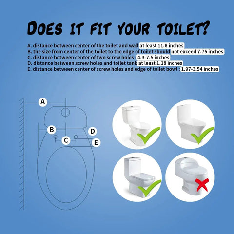 Toilet sizing guide for dual nozzle bidet toilet attachment with hot and cold water for front and rear wash self cleaning.