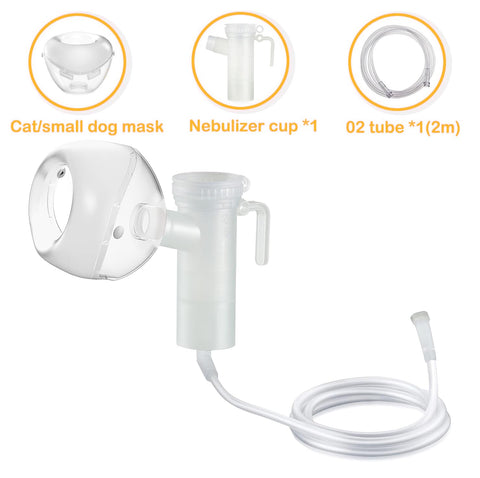 Low Noise Cat Nebulizer Cup With Inhaler Mask Kit For Cats Pups And Small Dogs Adjustable Nebulizer Pet Oxygen Mask 2 Meter Tube