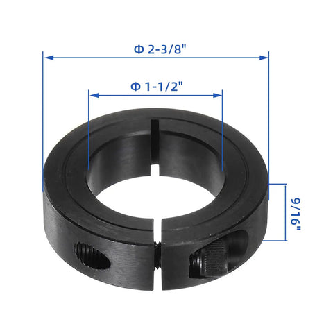 4 Pack Shaft Collars 1-1/2 Inch Bore Split Clamp On 1045 Steel With M4 Set Screws 2-3/8 Inch Outer Diameter 9/16 Inch Thickness