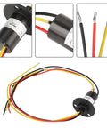 Mini Slip Ring For Three Wire Setup 15A 0 To 600V 150RPM Wind Generator Component With Durable Plastic Housing And Smooth Power Transfer For Rotating Gear, black housing with red yellow black wires