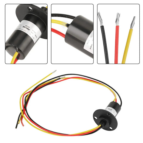Mini Slip Ring For Three Wire Setup 15A 0 To 600V 150RPM Wind Generator Component With Durable Plastic Housing And Smooth Power Transfer For Rotating Gear, black housing with red yellow black wires