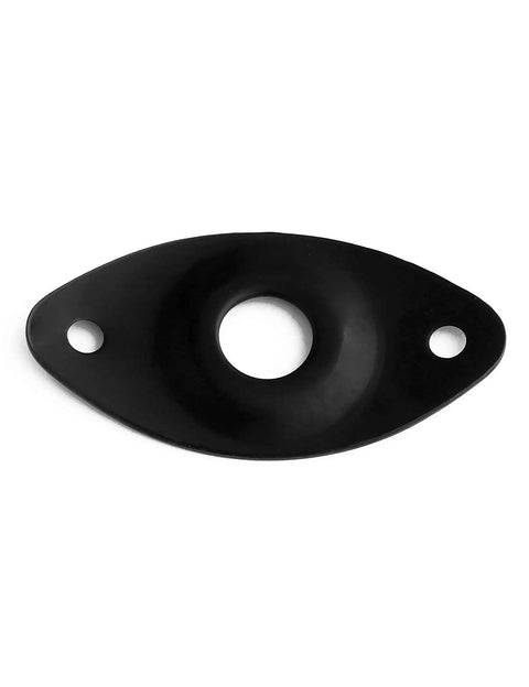 Fresh Curved Oval Guitar Output Jack Socket Plate With Sleek Black Finish And Included Mounting Screws for guitar setup