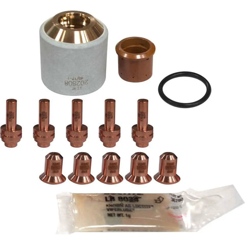 Plasma Torch Consumable Kit For ICE 27C T With Shield Cup, 5 Tips, 5 Electrodes, 1 Swirl Ring, 1 O Ring And Silicone Grease