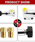 Drop Right In Adjustable Brake Proportioning Valve With 1/8 Inch 27 Npt Fittings And Beat The Streets Copper Steel Build for sleek rear bias components, showing valve and brass fittings.
