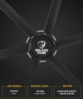 Heavy Duty 12 Ft Industrial Ceiling Fan With Six Blades And Whisper Quiet Gearless Direct Drive Motor Sharp Stealth Black Finish for airflow control.