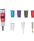 Fabater Premium Electric Wire Stripper For 6-14 Awg Solid Hard Cable, red and colored drill bit attachments for easy use.