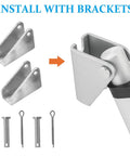 Silver metal mounting brackets with fasteners for a 12V linear actuator; set of 2 brackets and 4 pins/bolts