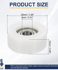 Pack Of Four White Plastic Roller Idler Bearings Pulleys 8x35x15mm For Sliding Doors Furniture Hardware Quiet Easy Glide Nylon Track Wheel For Home Improvement Projects, size view