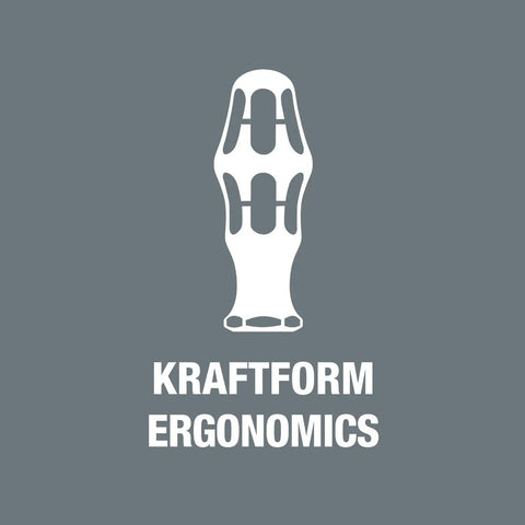 Diagram showing Kraftform handle design highlighting ergonomics features of Insulated Kraftform Kompakt VDE Blade Set With 60i 62i 65i 18
