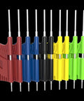 Colorful ultra small IC clip test probes for SOIC TSSOP TSOP SSOP MSOP PLCC QFP TQFP LQFP and SMD chips, mini foot clip adapters.