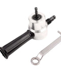 Heavy Duty Sheet Metal Nibbler Cutter With Double Head Design Pro Grade Drill Powered Tool Kit shown with wrench