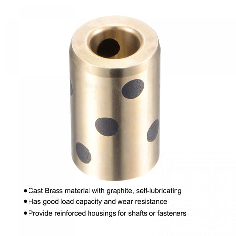 Hassle Free 8Mm Bore 15Mm OD Brass Graphite Bushings Self Lubricating Sleeve Bearings, showing smooth finish and graphite holes.