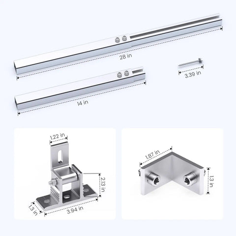 Adjustable Tilt Mount Brackets For Solar Panels Aluminum Alloy 15 Degree To 30 Degree Tilt Fits 50 To 400W Panels Roof RV Boat