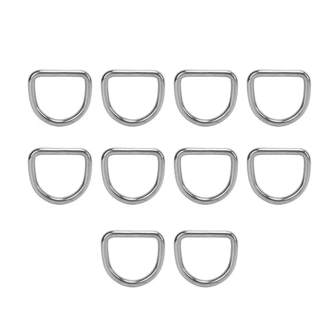 Beefy 316 Stainless Steel D Pull Buckle Set For Saltwater Marine Rigging And Boating Gear, Rugged Hardware Accessories For Ropes Chains And Straps, 10 Piece Pack, 10 stainless steel D-pull buckles