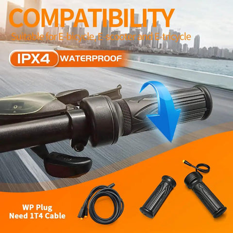 Right Hand Full Twist Ebike Throttle For 12V 72V Electric Bikes And Scooters Waterproof Plug Fits 500W 1000W 1500W Hub Motors Easy Handlebar Mount Durable Motorcycle Accelerator For Your Ride