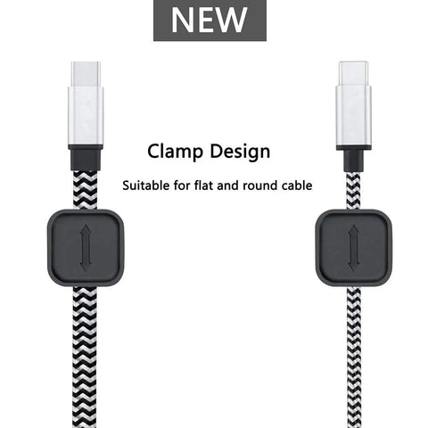 Magnetic Cable Holder Clips Dope Desk Organizer For All Wires, 2 Pack In Black And White, featuring clamp design for cables.