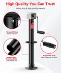 FZZD 5000-lb A-frame trailer jack, black steel with crank handle and ergonomic grip; 23-inch lift.