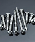 Badass 100 Piece M3 X 16mm Hex Button Head Self Tapping Sheet Metal Screws Forged From Tough 304 Stainless Steel With H2 Hex Wrench For Quick Solid Assembly On Any Rough Job Site displayed on a dark surface.