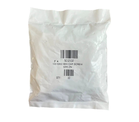 Sealed package of 1/2-13x2 hex cap screws with printed label, part of the 5,170 Piece Grade 5 Coarse Thread Hex Bolt And Nut Set.