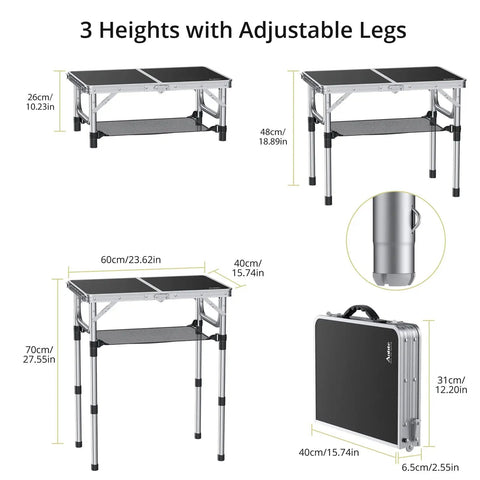 Folding Camping Table With Aluminum Build 24 Inch By 16 Inch Portable Table Lightweight Yet Sturdy Waterproof