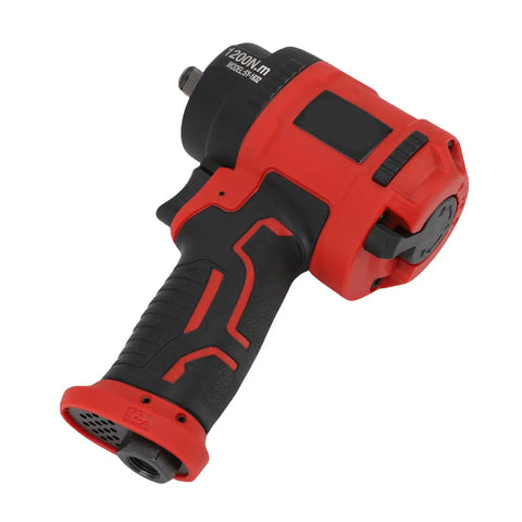 1/2 Inch Air Chucker Pneumatic Impact Wrench 1200Nm 10000 RPM Turbo Speed Heavy-Duty Tool with Muffler and Connector Lightweight Ergo Grip side view