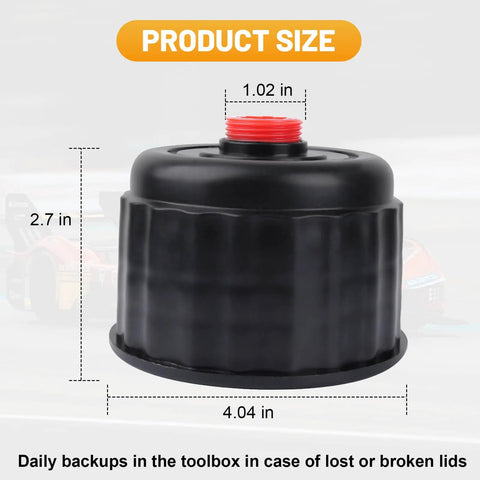 Two Pack 3042 Racing Fuel Jug Cap Replacement For 5 Gallon Gas Cans And Fuel Tanks, Durable black cap with gasket seal