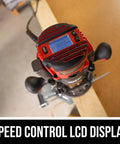 Top view of 14 Amp Plunge And Fixed Base Router Kit With LCD Speed Display And Electronic RPM Feedback on wooden surface