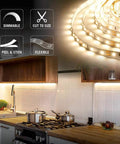Outdoor LED Ribbon Flex Pro Grade Series 60 4000K 32.8 Ft Dimmable Waterproof Light Strip illuminating kitchen