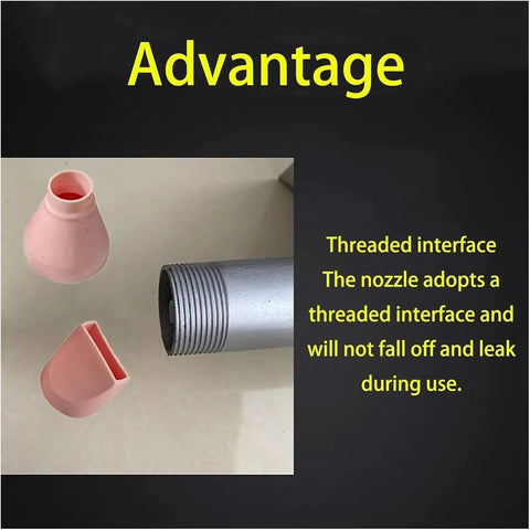 Threaded interface of Large Size Auger Mortar Grout Gun With 9 Nozzles Pro Grade Caulking Tool For Fast Grouting And Mortar Thick Pipe Design