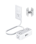 Premium 5 Ft Extension Cord Power Strip With Hella Good 900 Joule Surge Protection Flat Plug Head Four Ac Outlets Plus Usb Ports Charges Seven Devices Simultaneously Smooth Setup For Any Room, flat plug design.