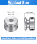 Two Pack Single Groove Pulley Set With 5mm Fixed Bore And 16mm Aluminum Alloy Outer Diameter, Durable Belt Pulley For 4mm PU Round Belts, Includes Hex Wrench For Easy Mounting And Smooth Operation. 16mm pulley with 5mm bore for 4mm PU round belt