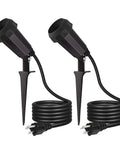 Heavy Duty Weatherproof Outdoor Halloween Flood Lights 120V With Six Foot Extension Cord Two Pack for lawns and patios.