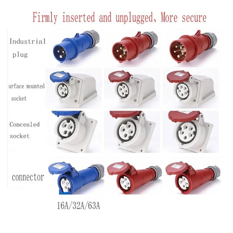 Heavy Duty Industrial Plug And Socket Connector For Surface Or Concealed Installation, High Purity Copper Core, Low Loss