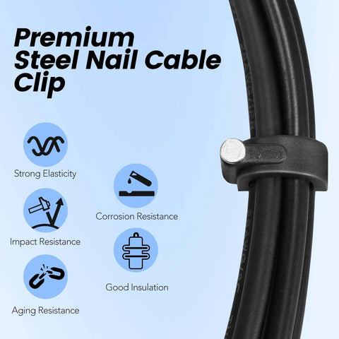 500 Pack Cable Clips With Steel Nails In 4mm 5mm 6mm 8mm 10mm Nail In Wall Mount Cable Management Clips for USB Ethernet Power