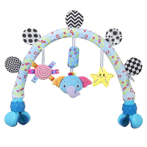 Travel Arch Bassinet Toy Clip On Stroller Toy For Infants And Toddlers Crib Accessory And Pram Activity Bar With Elephant Plush