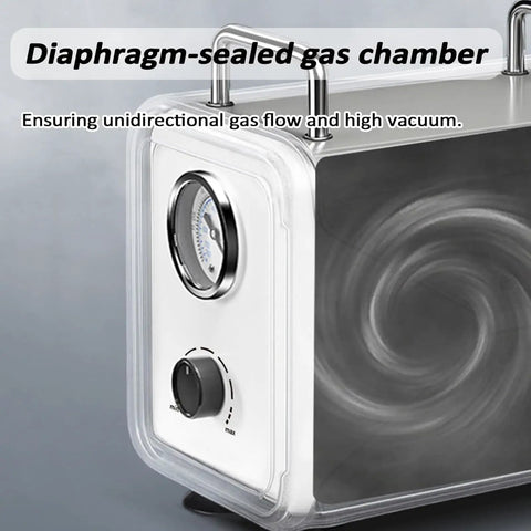 Portable Oilless Diaphragm Vacuum Pump For Lab Filtration Featuring Adjustable Speed And Real Time Pressure Monitor Supports 24 Hour Continuous Use With No Maintenance Required Includes Hose And Carry Handle Ideal For Sensitive Sample Processing