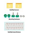 GRR Ripper Safe Rip Upgrade Kit For Table Saw Safety includes SafeRip Cursors, mounting hardware, and scale stickers.