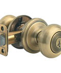 Juno Entry Door Knob With Lock And Key Secure Keyed Handle For Exterior Doors Front Entrance Or Bedroom Antique Brass Finish