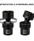 Three Eighths Inch Drive Shallow Universal Impact Socket Set, 15 Piece, 6 Point Metric 8mm To 22mm, swivel wobble socket rotation