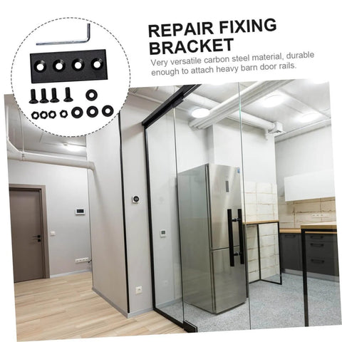 Heavy Duty Track Connecting Plates Set for Barn Doors and Indoor Sliding Doors, Carbon Steel Flat Mending Repair Plates displayed