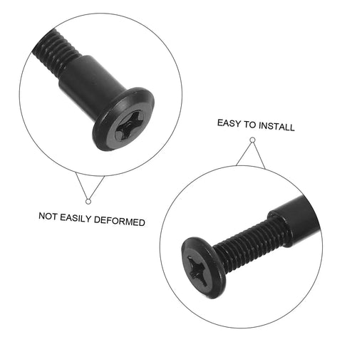 Close-up of Rock Solid Cross Locking Screws And Nuts 170 Piece Set Matte Black Steel with easy install features.