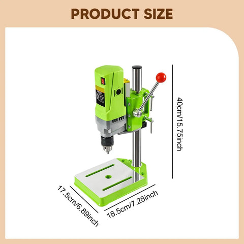 Gitohoni Mini Milling Machine Precision Table Top Electric Drill Press And Micro Rotary Tool For Craftwork, showing dimensions and details.