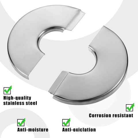 Pack Of Twelve Split Flange Escutcheon Plates With Sharp Chrome Finish, stainless steel split covers for plumbing openings